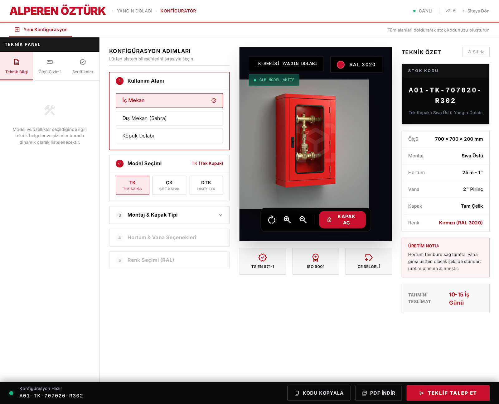 SELECT Konfigüratör Ekranı